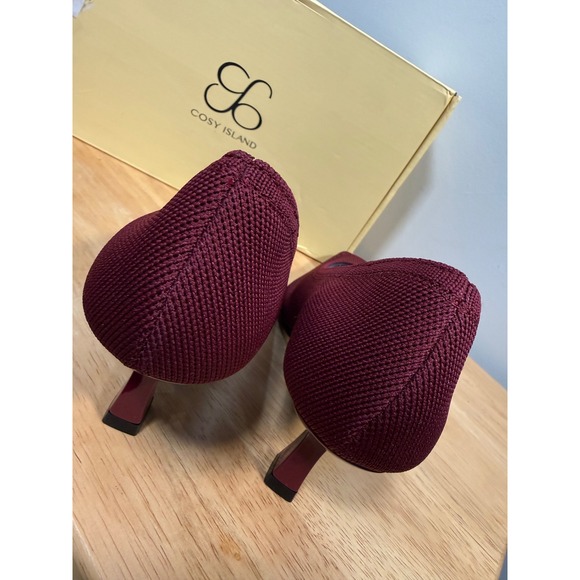 Cosy Island RefinEdge Square Toe Heeled Pumps  Burgundy size 9 - Picture 9 of 12